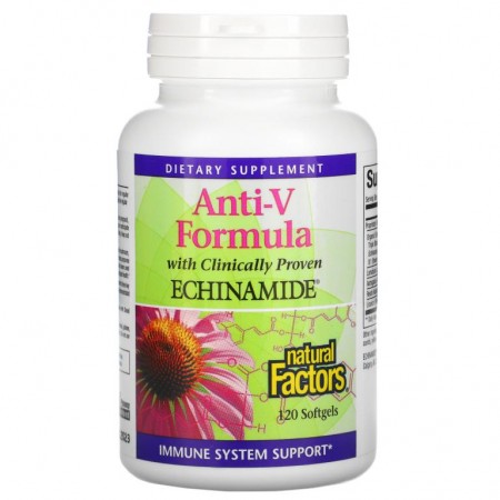Natural Factors, 안티-V 포뮬러, 임상 검증된 Echinamide 함유, 소프트젤 120정