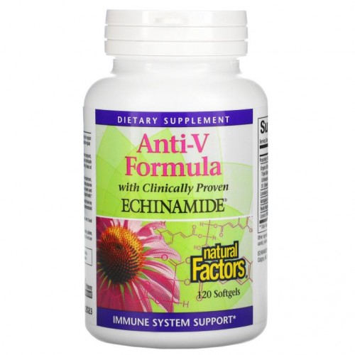 Natural Factors, 안티-V 포뮬러, 임상 검증된 Echinamide 함유, 소프트젤 120정