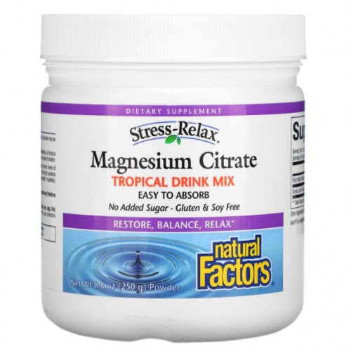 Natural Factors, 마그네슘시트레이트, 트로피컬 드링크 믹스, 250g(8.8oz)