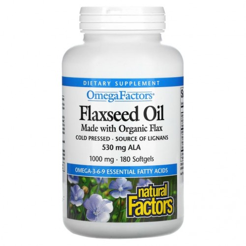 Natural Factors, 아마씨 오일, 1,000 mg , 소프트젤 180정