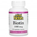 Natural Factors, 비오틴, 1,000mcg, 베지 캡슐 90정