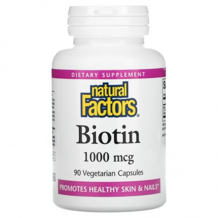 Natural Factors, 비오틴, 1,000mcg, 베지 캡슐 90정
