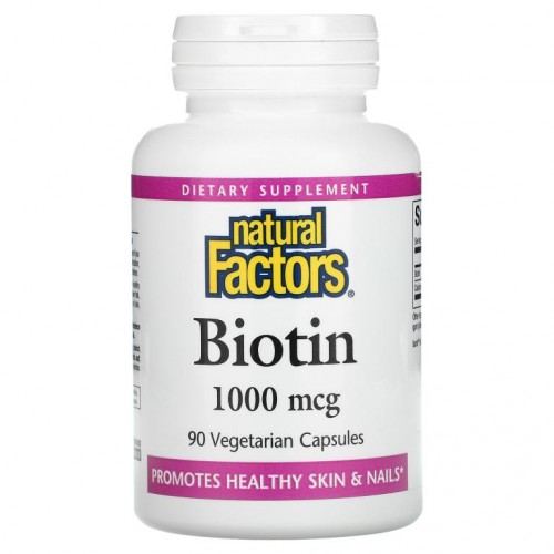Natural Factors, 비오틴, 1,000mcg, 베지 캡슐 90정