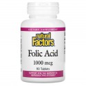 Natural Factors, 엽산, 1,000mcg, 90정