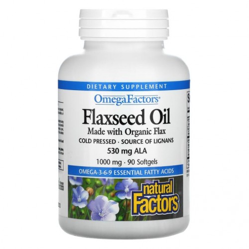 Natural Factors, 아마씨 오일, 1,000mg, 소프트젤 90정