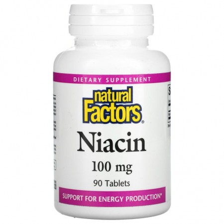 Natural Factors, 니아신, 100mg, 90정