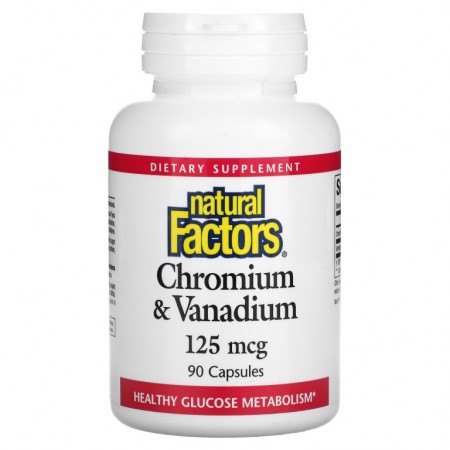 Natural Factors, 크로뮴 & 바나듐, 125mcg, 캡슐 90정