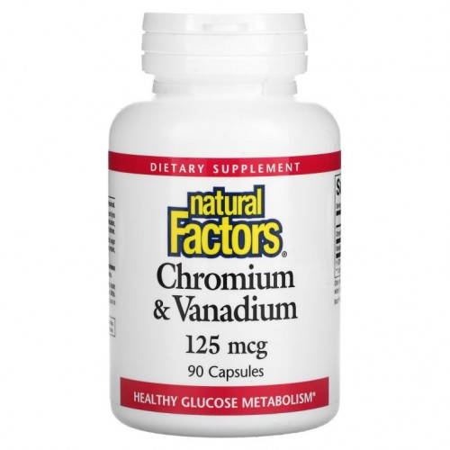Natural Factors, 크로뮴 & 바나듐, 125mcg, 캡슐 90정