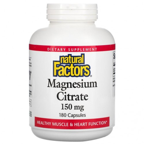 Natural Factors, 마그네슘시트레이트, 150mg, 캡슐 180정