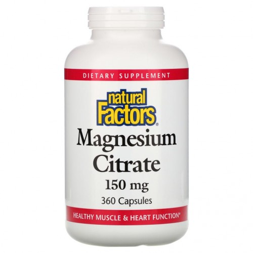 Natural Factors, 마그네슘 시트레이트, 150mg, 캡슐 360정