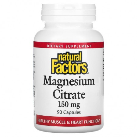 Natural Factors, 마그네슘시트레이트, 150mg, 캡슐 90정