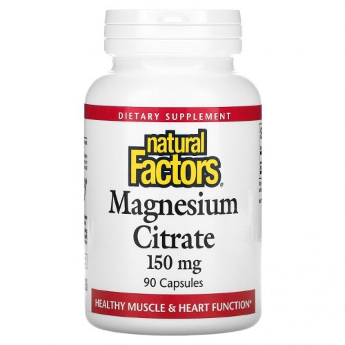 Natural Factors, 마그네슘시트레이트, 150mg, 캡슐 90정