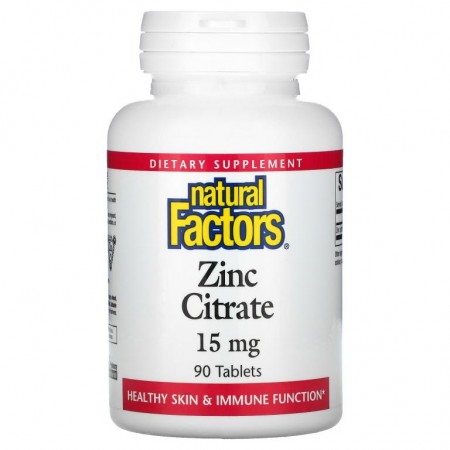 Natural Factors, 시트르산아연, 15mg, 90정