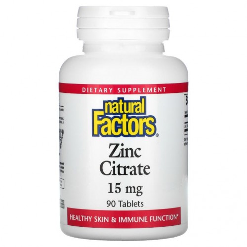 Natural Factors, 시트르산아연, 15mg, 90정