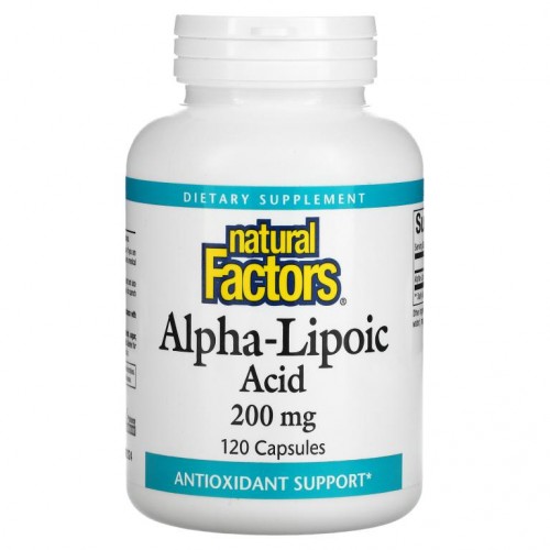 Natural Factors, 알파 리포산, 200mg, 캡슐 120정