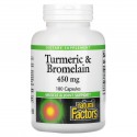 Natural Factors, 강황 & 브로멜라인, 450 mg, 180 캡슐