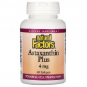 Natural Factors, 아스타잔틴 플러스, 4mg, 소프트젤 60정