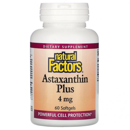 Natural Factors, 아스타잔틴 플러스, 4mg, 소프트젤 60정