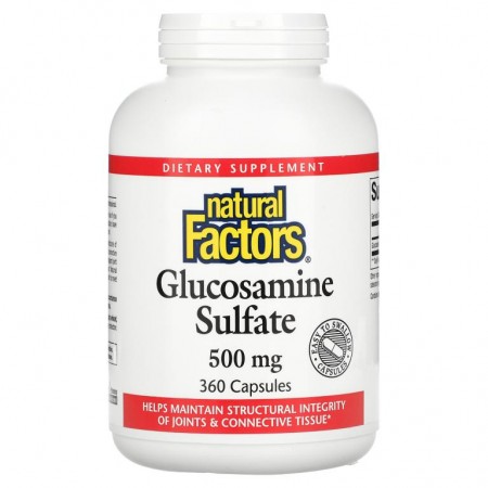 Natural Factors, 글루코사민 설페이트, 500mg, 캡슐 360정