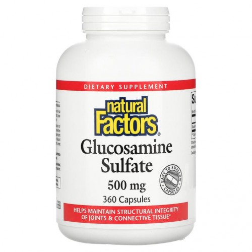 Natural Factors, 글루코사민 설페이트, 500mg, 캡슐 360정