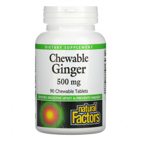 Natural Factors, 츄어블 진저, 500mg, 츄어블 90정