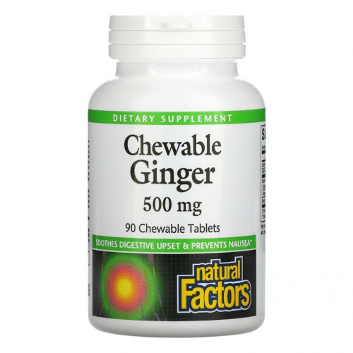 Natural Factors, 츄어블 진저, 500mg, 츄어블 90정