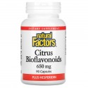Natural Factors, 헤스피리딘 함유 시트러스 바이오플라보노이드, 650mg, 캡슐 90정