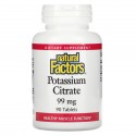 Natural Factors, 구연산칼륨, 99mg, 90정