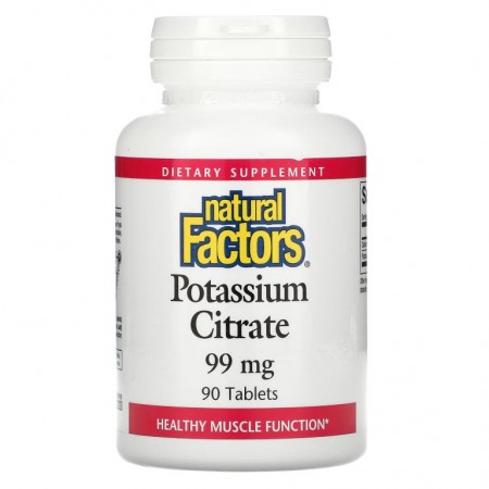 Natural Factors, 구연산칼륨, 99mg, 90정
