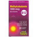 Natural Factors, B12, 메틸코발라민, 1,000mcg, 츄어블 90정
