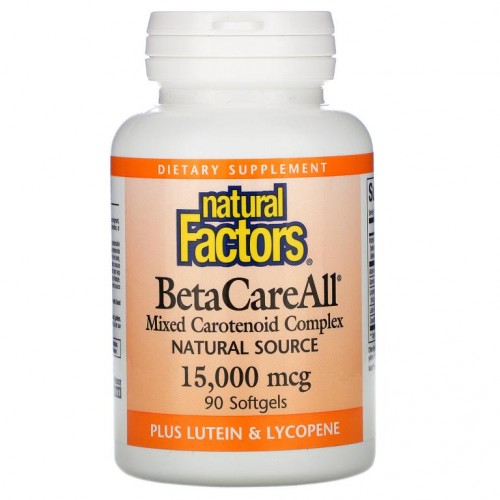 Natural Factors, BetaCareAll, 15,000mcg, 소프트젤 90정