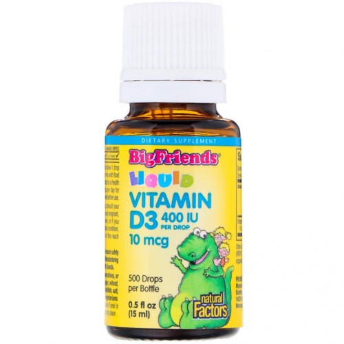 Natural Factors, Big Friends, 액상 비타민D3, 10mcg(400IU), 15ml(0.5fl oz)