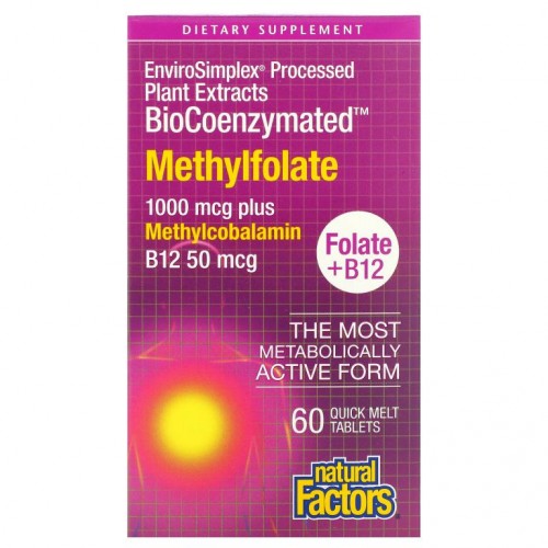 Natural Factors, BioCoenzymated, 메틸엽산, 1,000mcg, 빠르게 용해되는 정제 60정