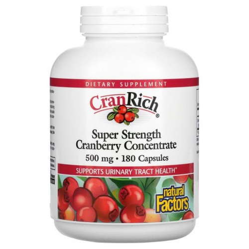 Natural Factors, CranRich, 슈퍼 스트렝스, 크랜베리 농축물, 500mg, 캡슐 180정