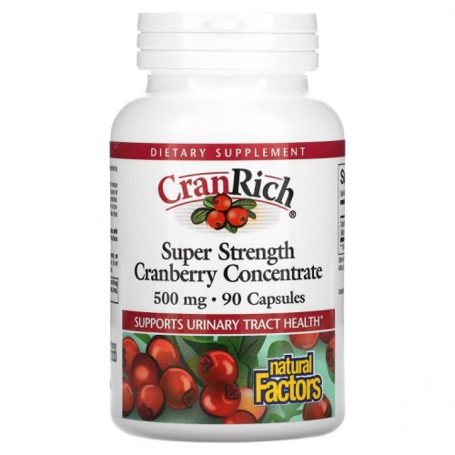 Natural Factors, CranRich, 슈퍼 스트렝스, 크랜베리 농축물, 500mg, 캡슐 90정