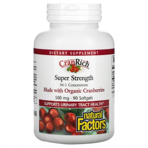 Natural Factors, CranRich, 슈퍼 스트렝스, 500 mg, 90 소프트 젤