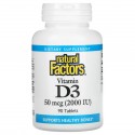 Natural Factors, 비타민D3, 50 mcg (2,000 IU), 90정
