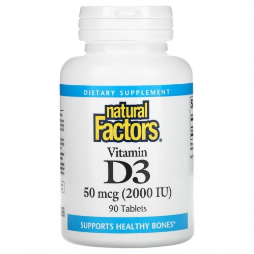 Natural Factors, 비타민D3, 50 mcg (2,000 IU), 90정