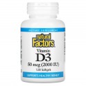 Natural Factors, 비타민D3, 50mcg(2,000IU), 소프트젤 120정