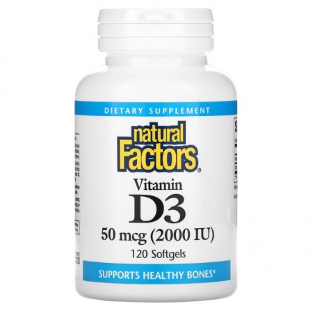 Natural Factors, 비타민D3, 50mcg(2,000IU), 소프트젤 120정