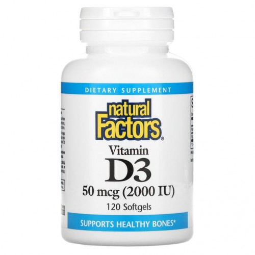 Natural Factors, 비타민D3, 50mcg(2,000IU), 소프트젤 120정