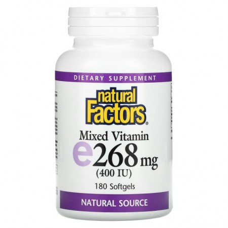 Natural Factors, 혼합 비타민E, 268mg(400IU), 소프트젤 180정