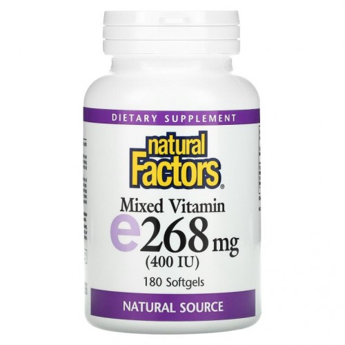 Natural Factors, 혼합 비타민E, 268mg(400IU), 소프트젤 180정
