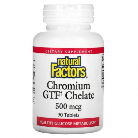Natural Factors, 크로뮴 GTF 킬레이트, 500mcg, 90정