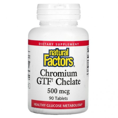 Natural Factors, 크로뮴 GTF 킬레이트, 500mcg, 90정