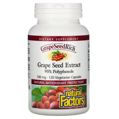 Natural Factors, GrapeSeedRich, 포도씨추출물, 100mg, 베지 캡슐 120정