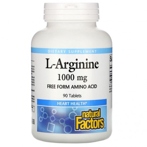 Natural Factors, L-아르기닌, 1,000mg, 90정