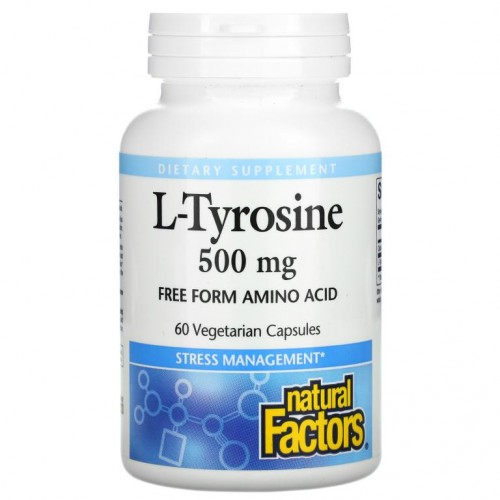 Natural Factors, L-타이로신, 500mg, 베지 캡슐 60정