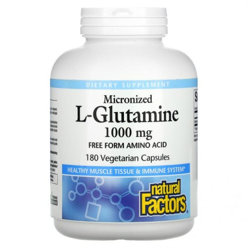 Natural Factors, 미분화 L. 글루타민, 1,000mg, 베지 캡슐 180정