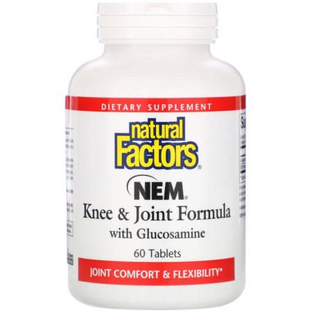Natural Factors, NEM 글루코사민 함유 무릎 & 관절 포뮬라, 60정